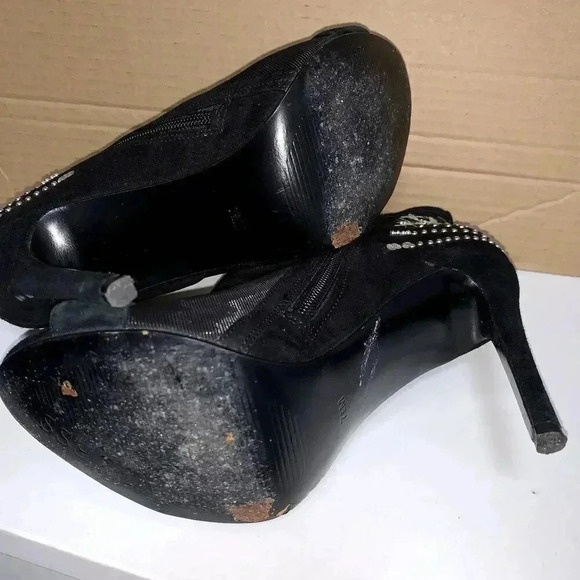 Guess Women's Polli Black Fabric Peep Toe Ankle, mesh style Boots 71/2 M. - Picture 3 of 10